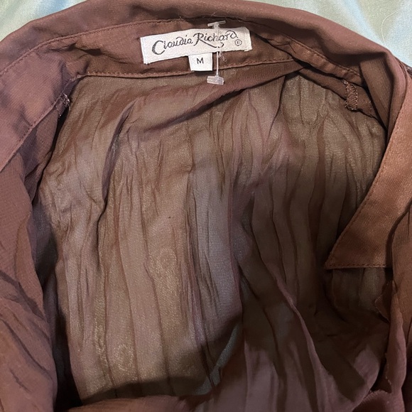 Vintage see through brown ruffle top - Picture 2 of 4